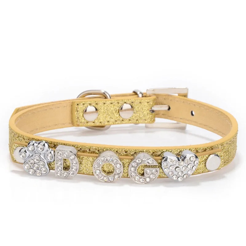 Personalized Id Dog Collars Rhinestone Dog Pendant Adjustable Puppy Kitten Neck Strap Anti-Lost Pet Cat Collars Dog Accessories